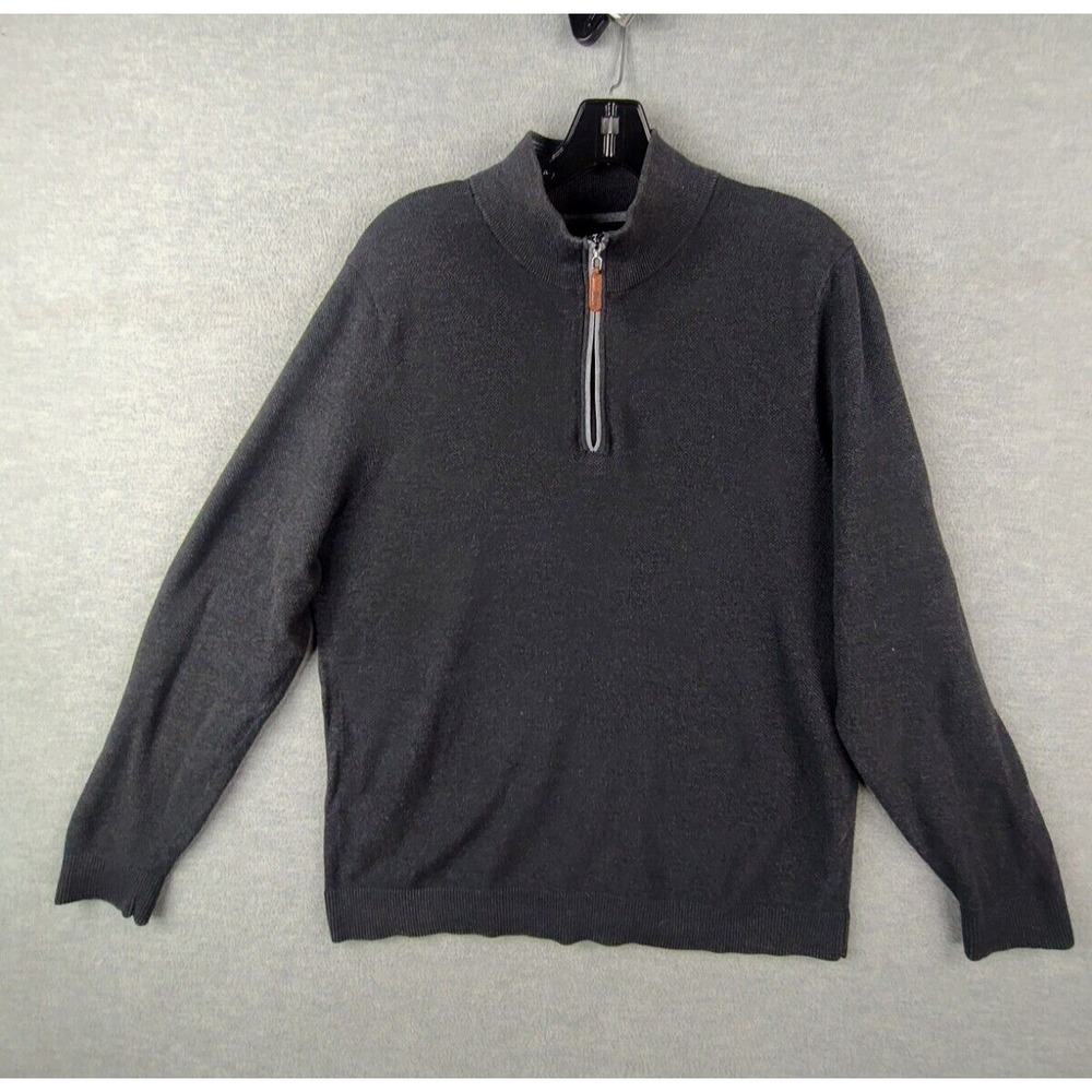 Tommy Bahama Mens Jacket Medium Gray 1/4‎ Zip Island Zone Knit Vacation Resort
